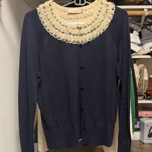 Tory Burch Navy and Gold Cardigan